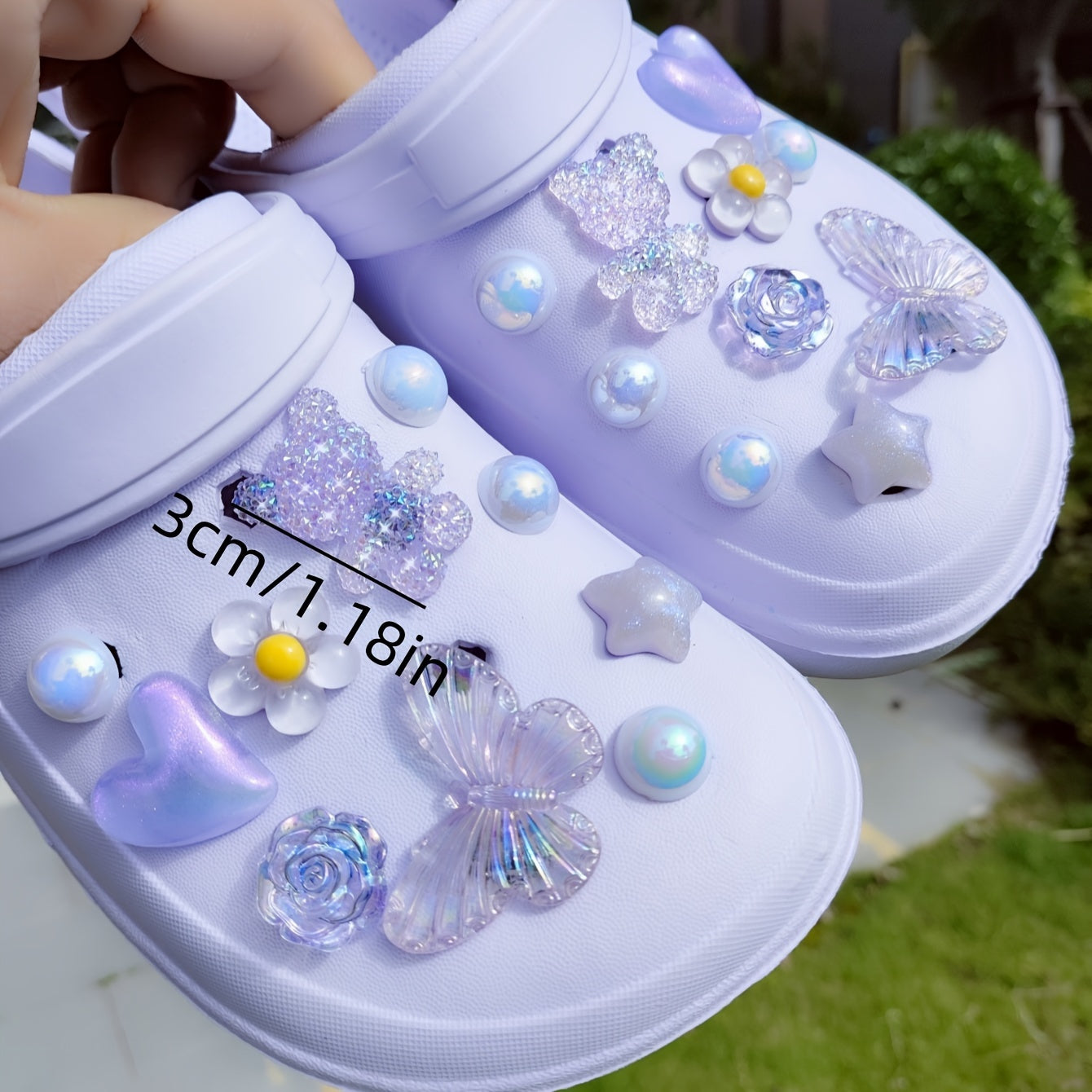 20pcs Purple Bear Butterfly Flower Shoe Decorations for Slippers and Sandals