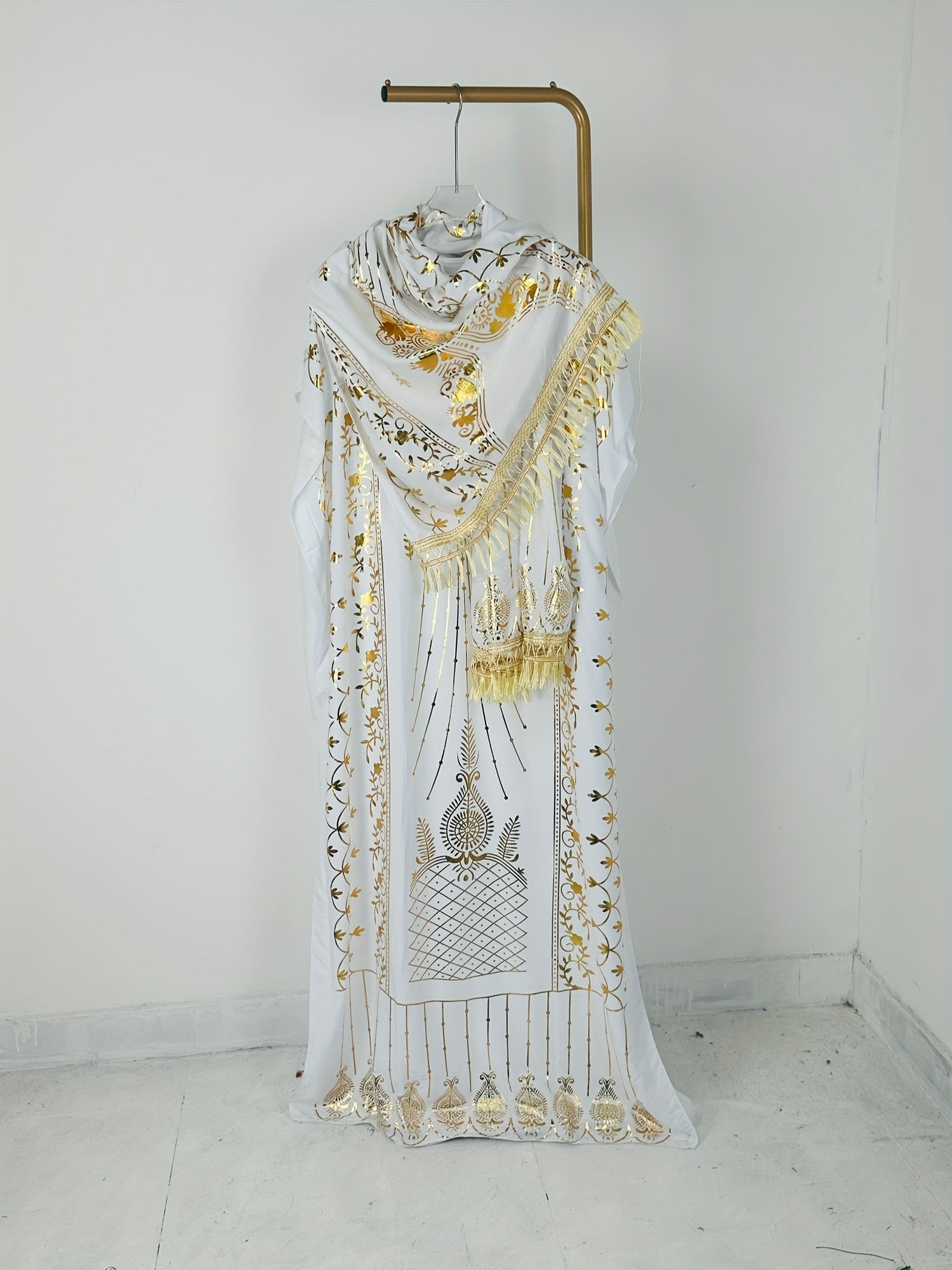 Plus Size Floral Maxi Kaftan Dress Elegant Crew Neck Batwing Sleeve