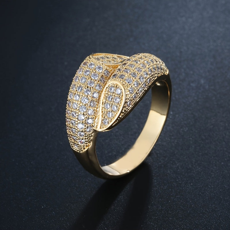 Винтажное кольцо с декором из кубического циркония и золотым покрытием, идеально подходит для женщин и девушек для ношения на вечеринках, праздниках или свадьбах.