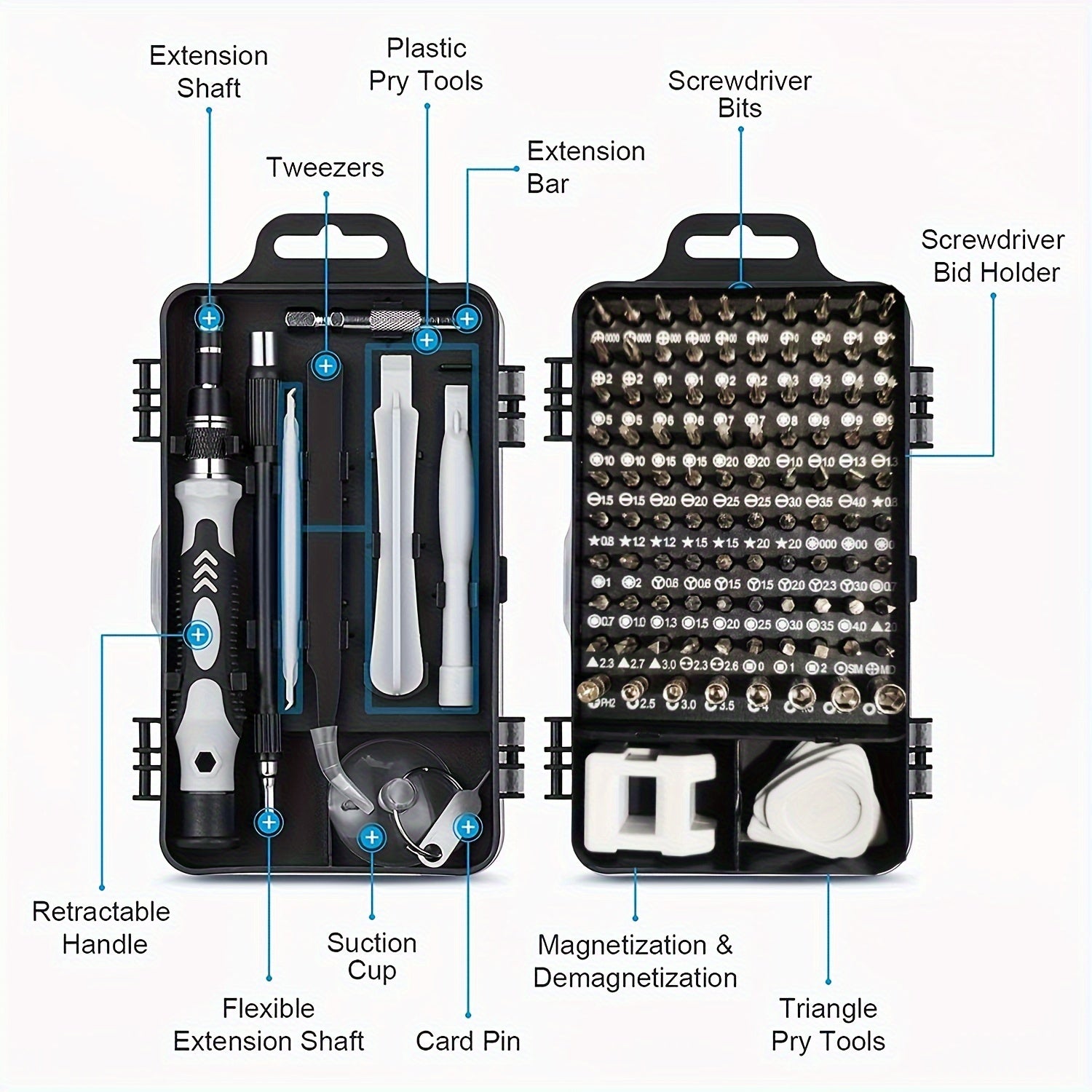 Professional Precision Screwdriver Set with 115 Bits for Electronics and Watches