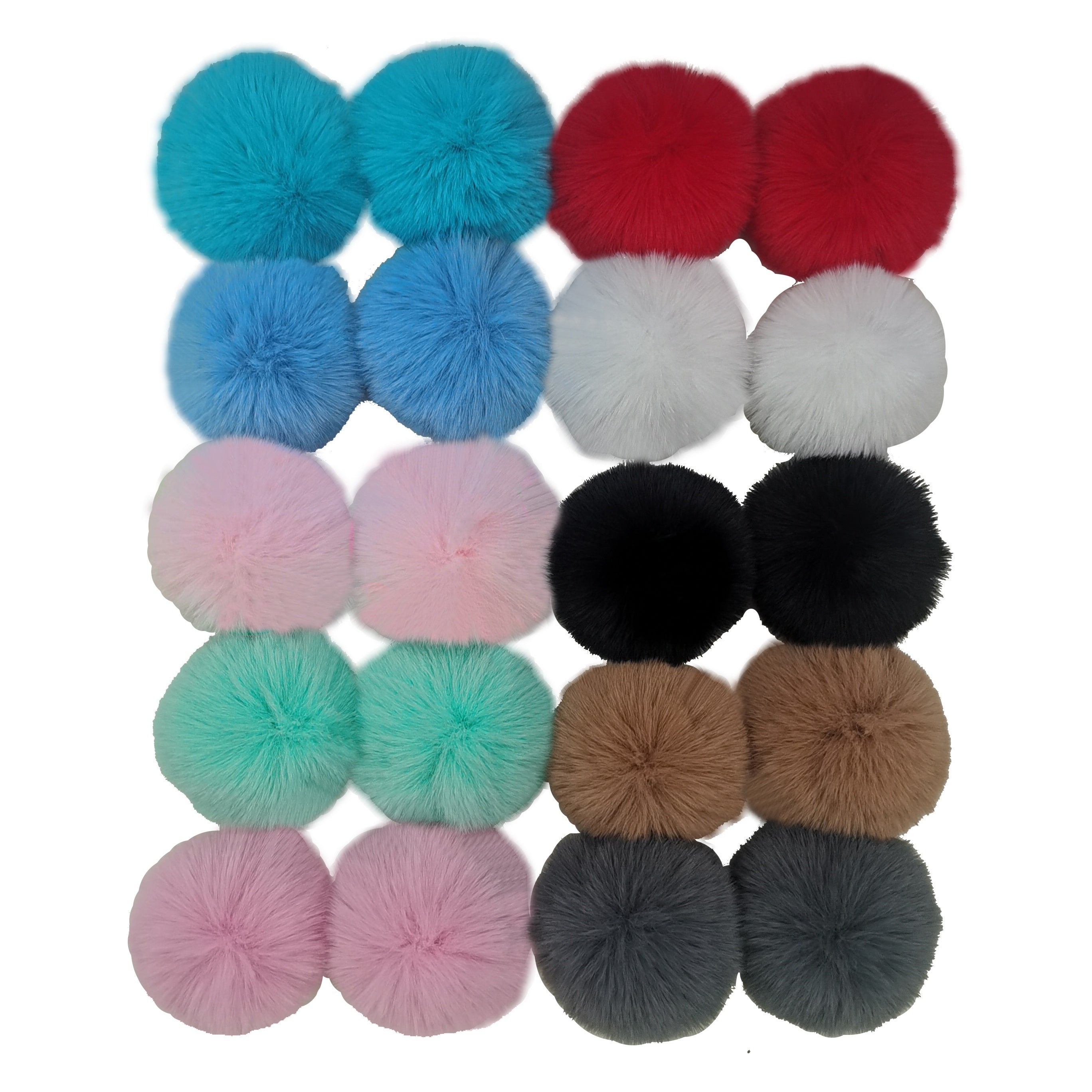 Set of 20 8cm Faux Rabbit Fur Pom Pom Keychains Fluffy Balls for Hats Bags and Accessories