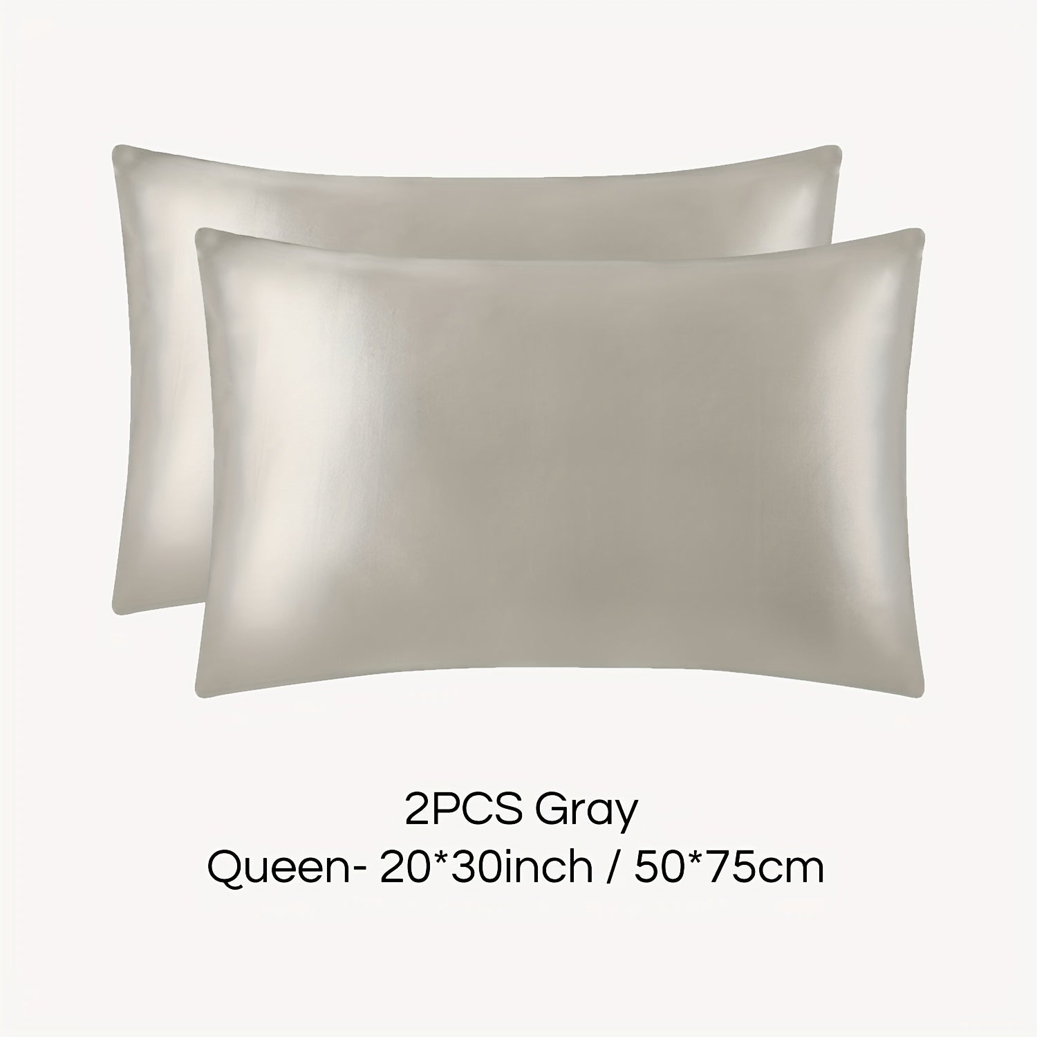 Set of 2 Mulberry Silk Pillowcases Hypoallergenic Satin Weave Solid Color Invisible Zipper Machine Washable Skin Hair Care