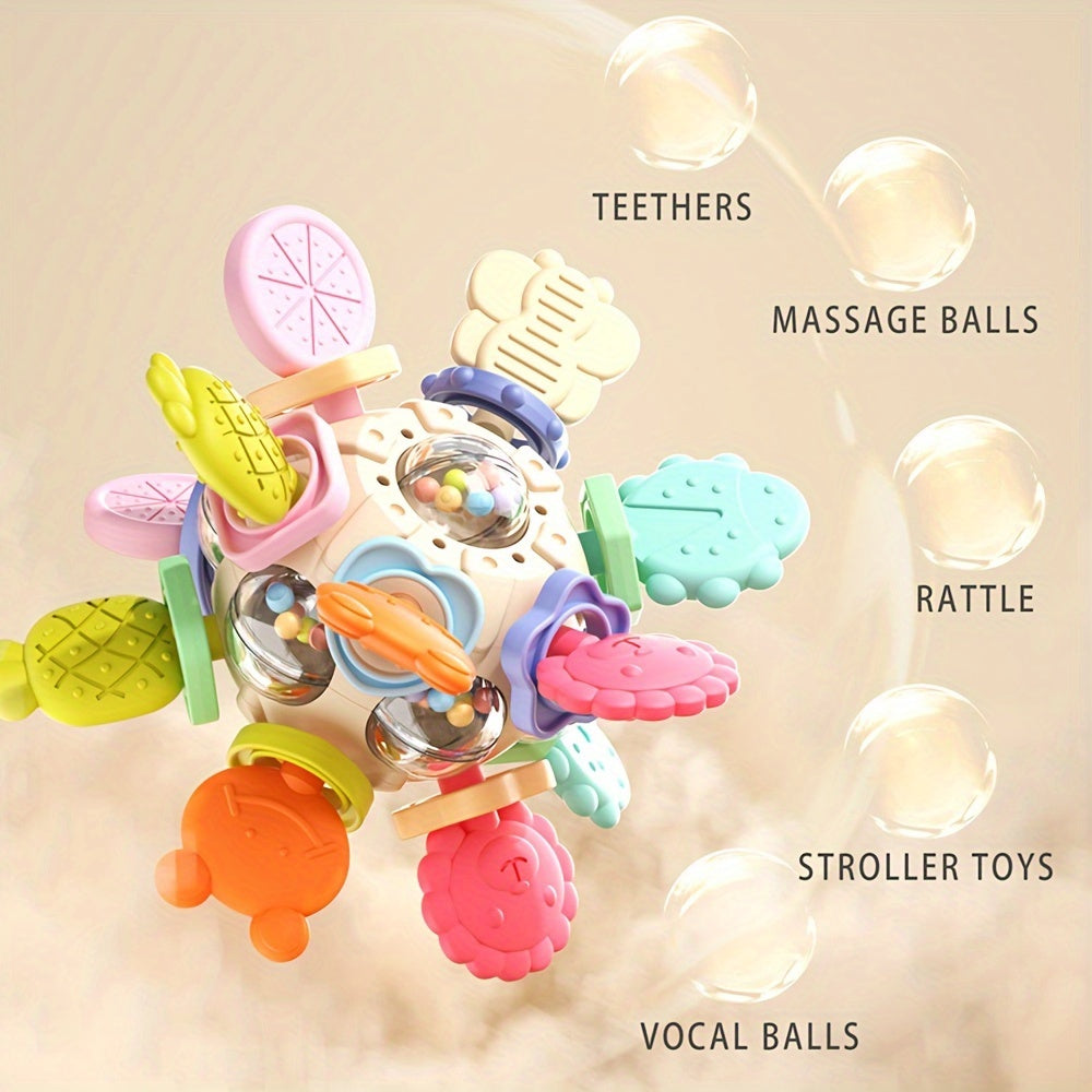 Colorful Silicone Baby Teether Toy for Infants 0-1 Year with Animal and Fruit Designs