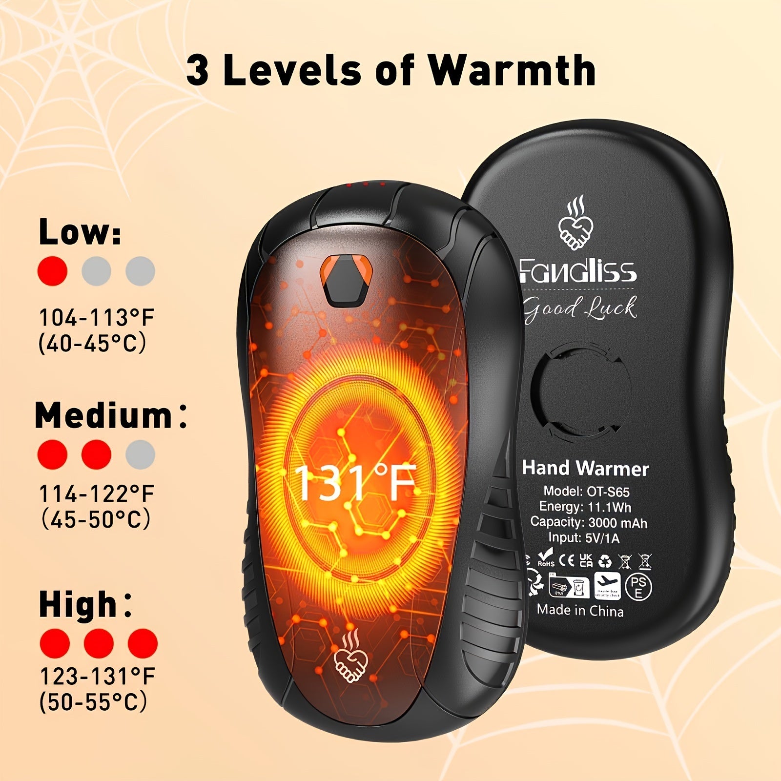 Rechargeable Hand Warmers Pack with Three Settings for Men Women Kids