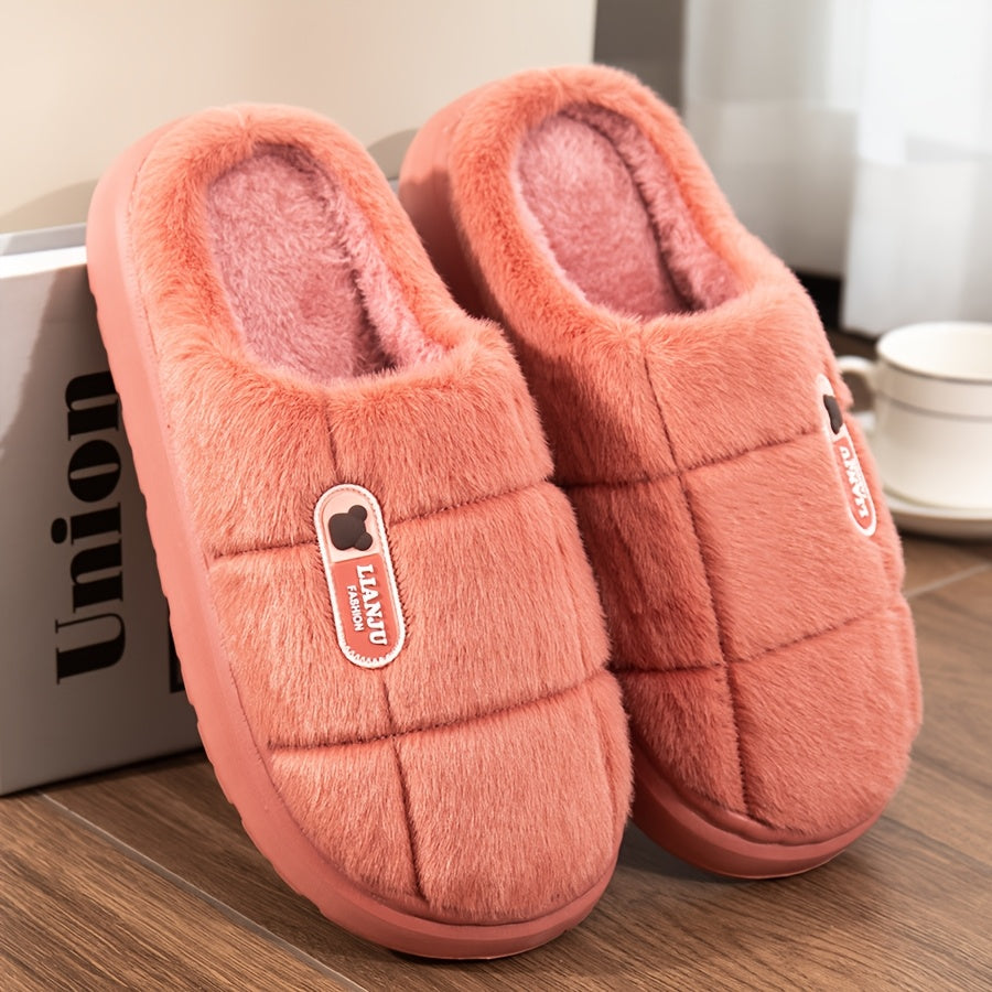Women's Plush Slippers Warm Anti-slip Indoor Footwear for Autumn and Winter