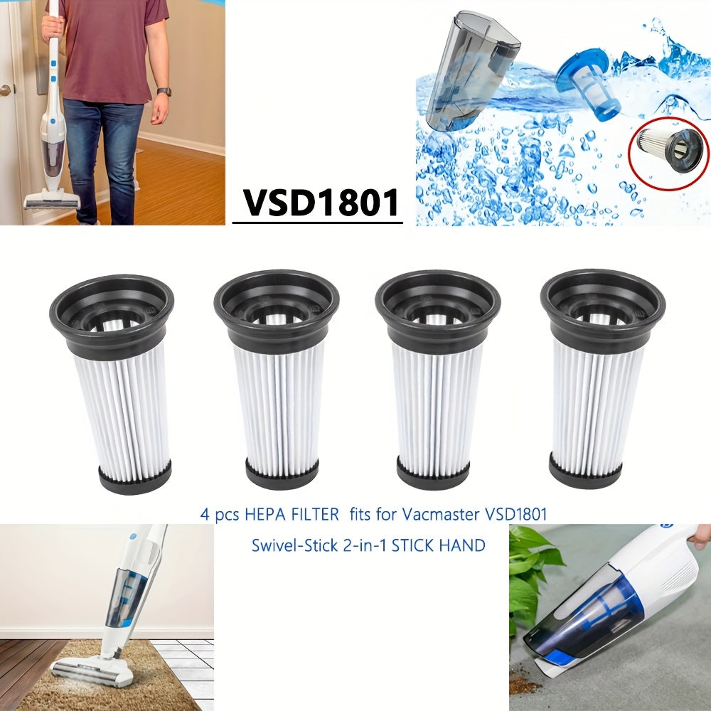 4-Piece HEPA Vacuum Filter Set for Stick Hand Vacuum Washable Durable Plastic