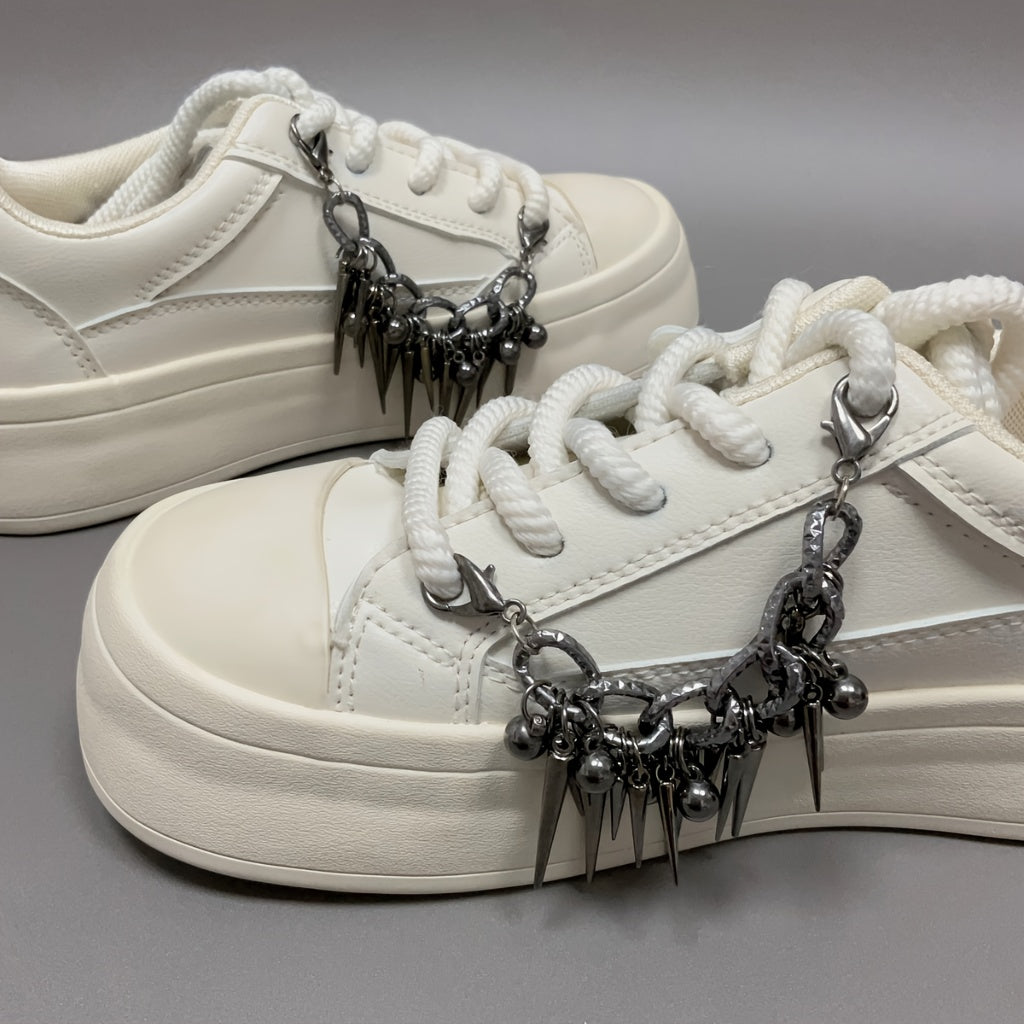 Unisex Aluminum Punk Style Metal Chain Spiked Shoe Decoration 2pcs