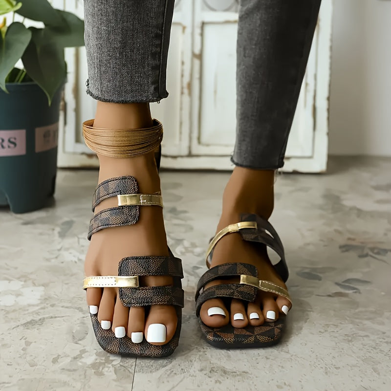 Women's Open-Toe Flat Sandals Synthetic Cover Summer Beach Shoes