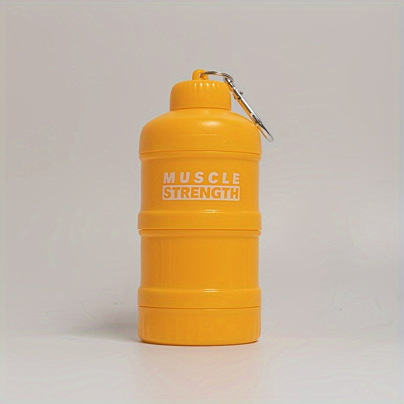 Portable Protein Powder Container with Multi-Tier Plastic Bottle and Keychain for Gym and Outdoor Sports