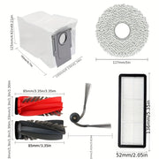 Roborock Q revo Curve/P20 Pro robot tozalagichlari bilan mos keladigan ushbu aksessuar to'plami asosiy rolik cho'tkasi, chang sumkasi, filtr matosi va chekka cho'tkasini o'z ichiga oladi.