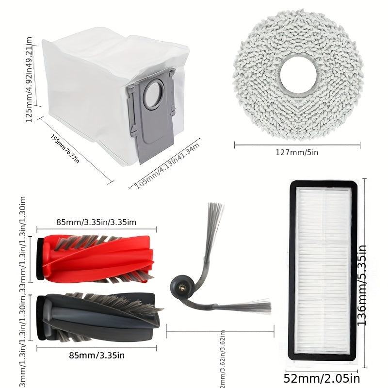 Roborock Q revo Curve/P20 Pro robot tozalagichlari bilan mos keladigan ushbu aksessuar to'plami asosiy rolik cho'tkasi, chang sumkasi, filtr matosi va chekka cho'tkasini o'z ichiga oladi.