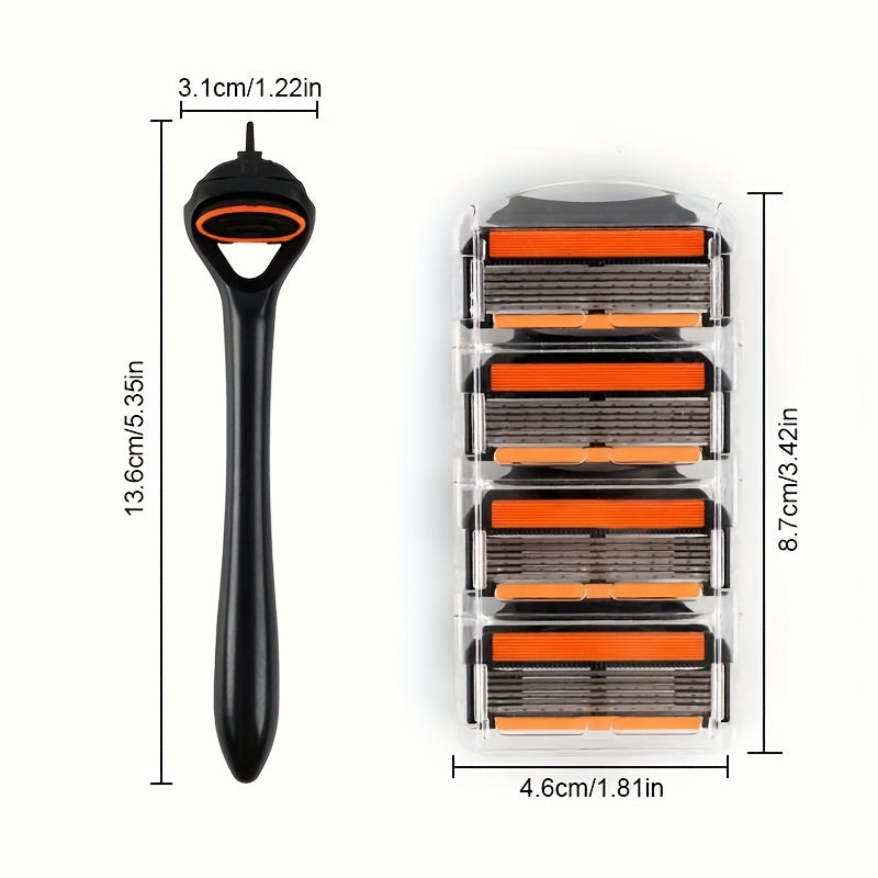 Men's Disposable Razor Set with 24 Blades, Refillable Metal Blades, Easy to Use