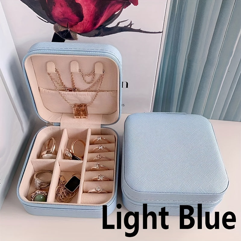Caja organizadora de joyas para pendientes, collares y anillos, uso en viajes y en casa