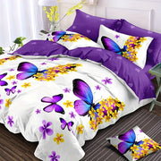Set of 3 Butterfly Print Duvet Cover Set Bedding Soft Cozy for Bedroom or Guest Room