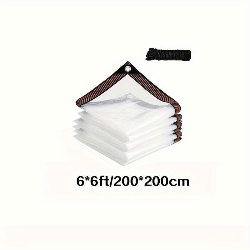Transparent Waterproof Tarp with Eyelets and Drawstring Closure for Outdoor Use