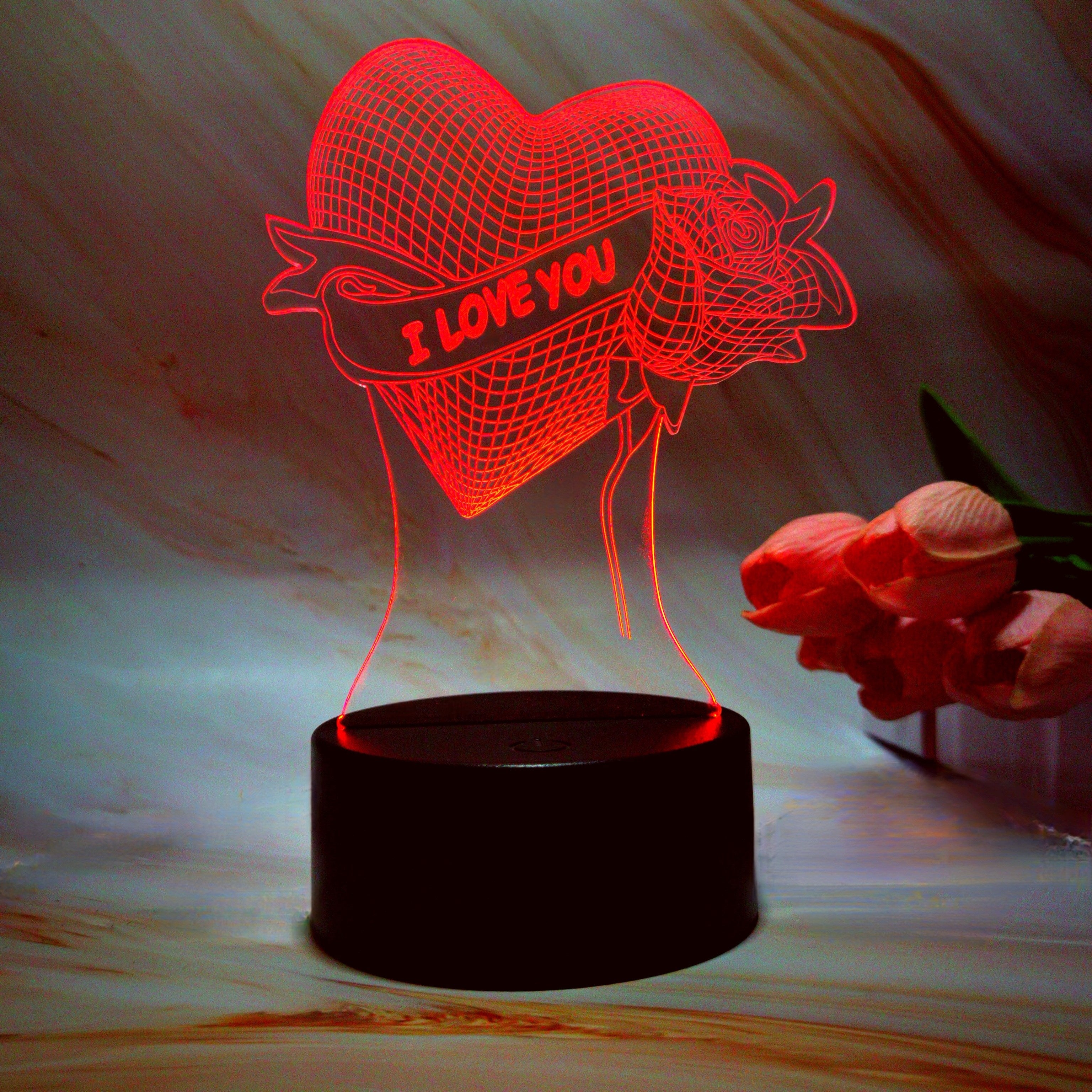 3D Heart LED Table Lamp Touch Remote Control 7 Color Modes for Special Occasions