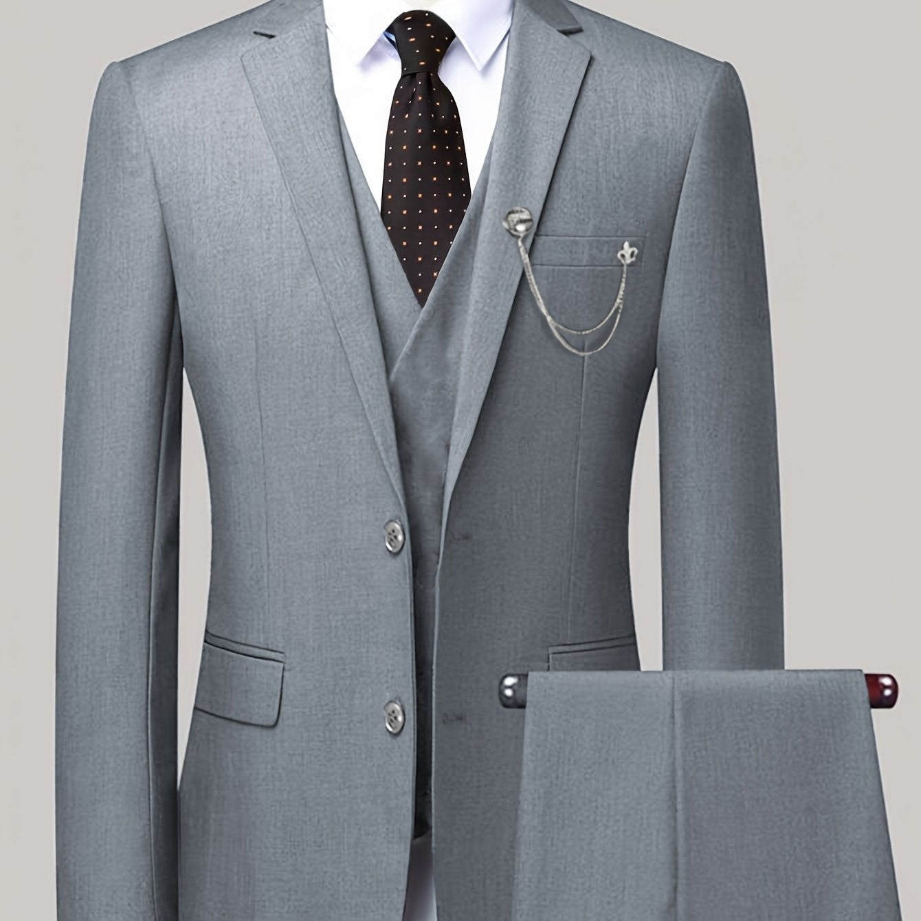 Корейский свадебный костюм, комплект из двух предметов, однотонный, полиэстер, вискоза, классический крой, весна-осень