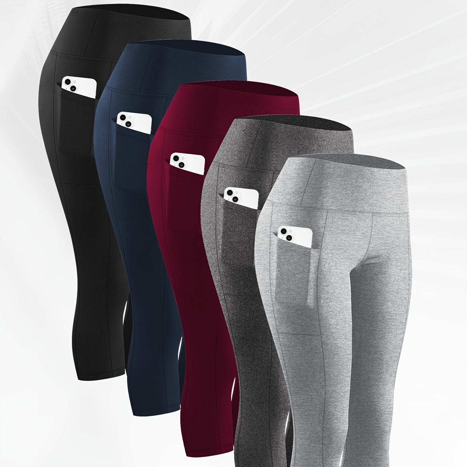 Plus Size High Waist Capri Leggings with Pockets for Women, Yoga, Running