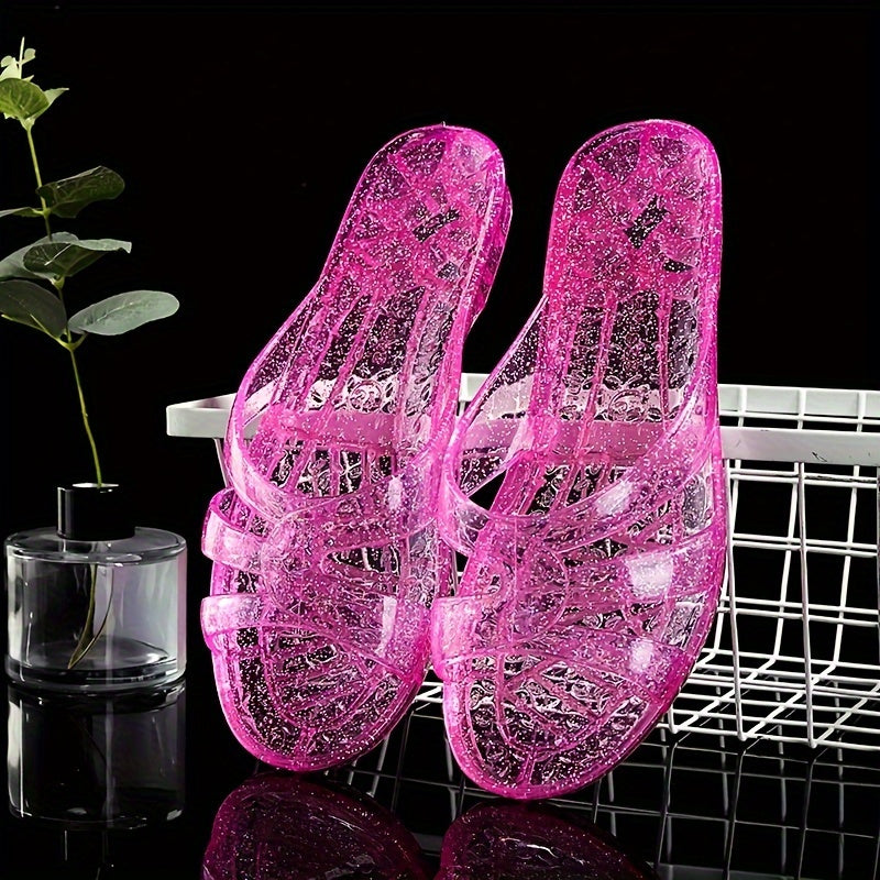 Zapatillas de gel para mujer rosa, azul y marrón con adornos brillantes, para interior y exterior