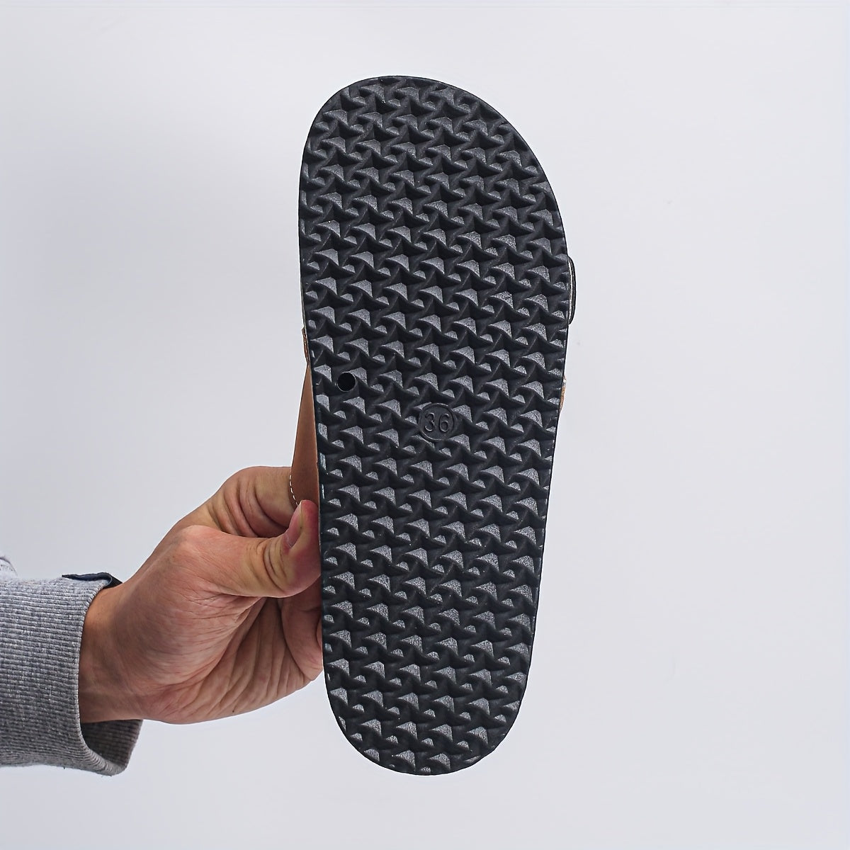 Unisex Flat Sandals Adjustable Buckle Color-Blocked Faux Cover EVA Sole