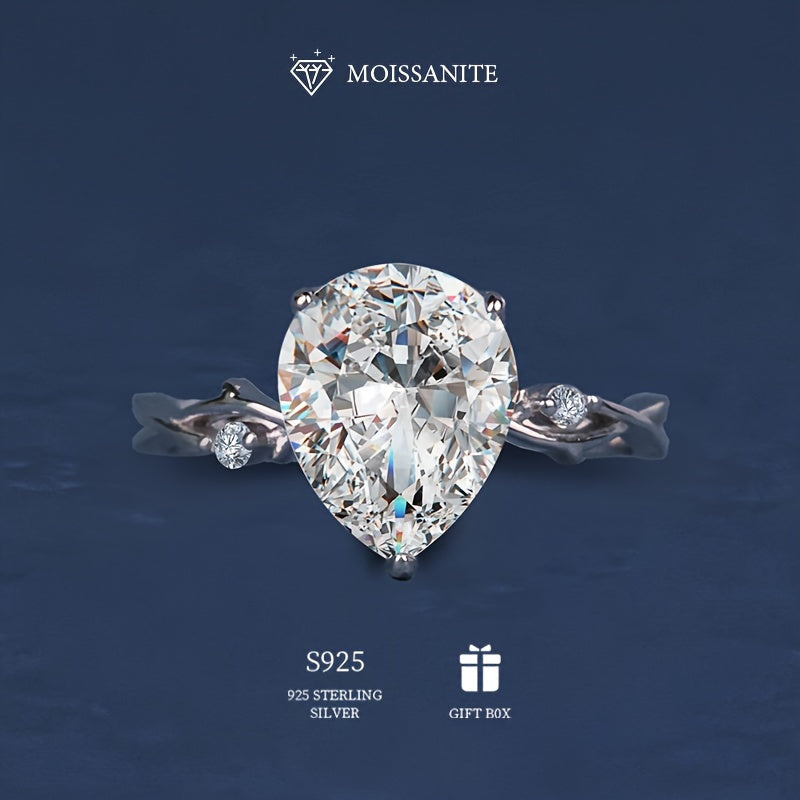 "Nashr qilingan boho uslubida, 925 sterling kumush bilan qoplangan, ayollar uchun 2-3 karatli, zamonaviy moda, quti bilan sovg'a tayyor holda keladigan, pirzola shaklidagi moissanite to'y uzuklari to'plami."