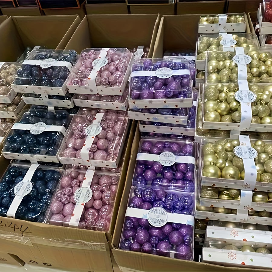 Paquete de 42 adornos de Navidad de glitter dorado de plástico para árbol navideño