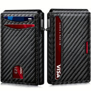 Мужской черный бифолдерский кошелек с RFID-блокировкой и держателем карт, стиль минимализм из карбона