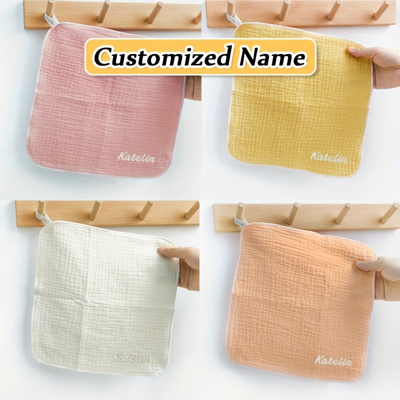 Персонализированные товары для детей: индивидуальные детские слюнявчики, квадратные полотенца из хлопка для новорожденных, полотенца для умывания для детей, детские марлевые полотенца для комфорта, пеленки и слюнявчики.