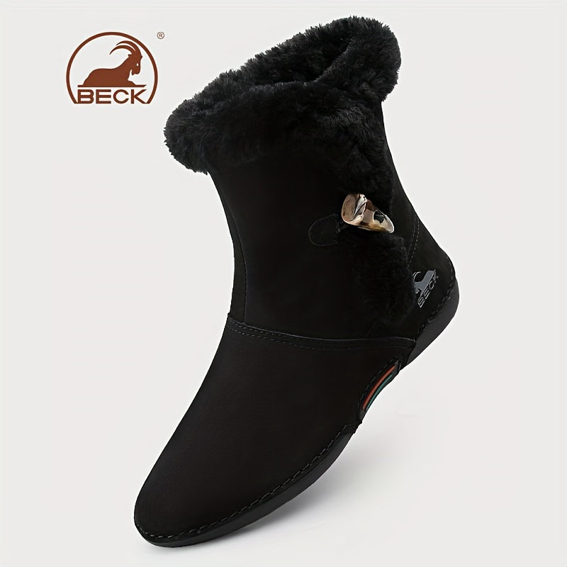 Women’s Winter Snow Boots Lined Collar Zipper Flat Rubber Sole