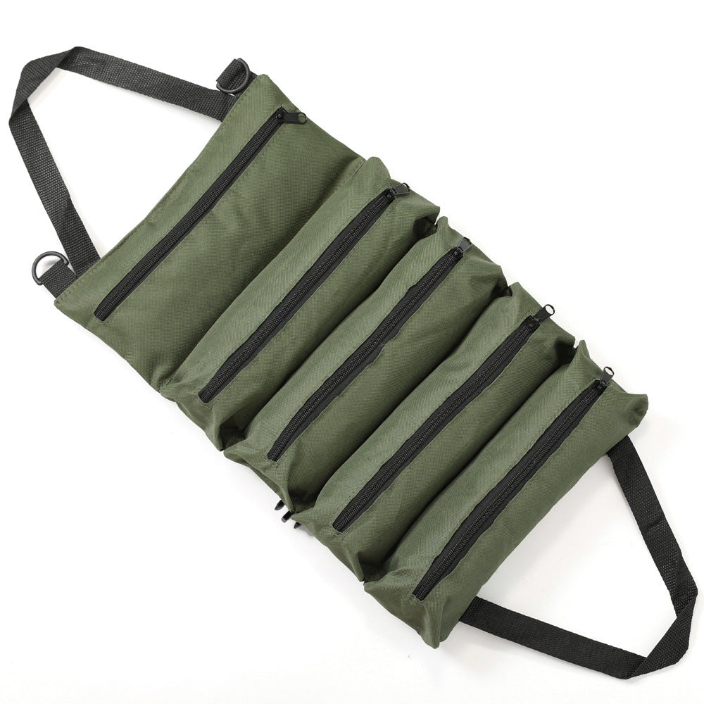 Waterproof Green Tool Bag with Multiple Compartments and Adjustable Shoulder Strap