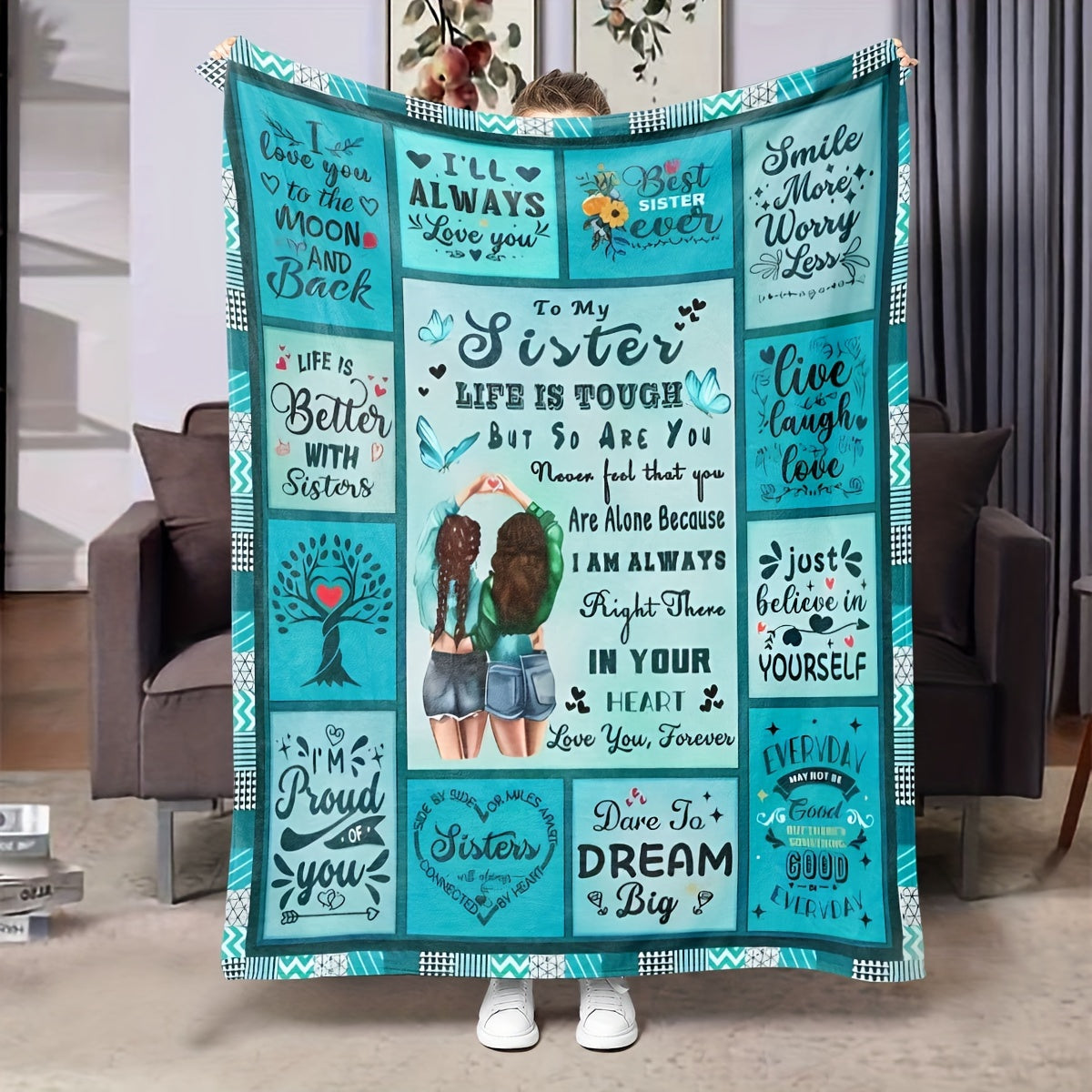 Flannel Fleece Throw Blanket for Women and Girls Digital Print Cozy Polyester Bed Sofa Chair Decor