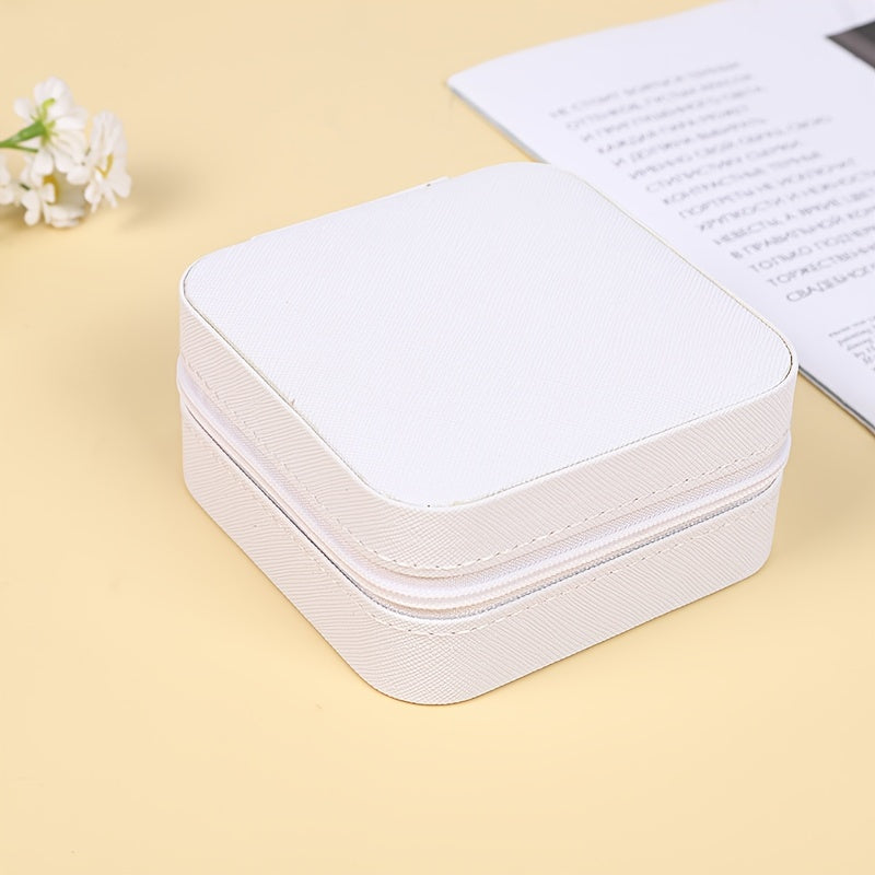 Mini Faux Leather Jewelry Organizer with Zipper Closure for Travel and Gifting