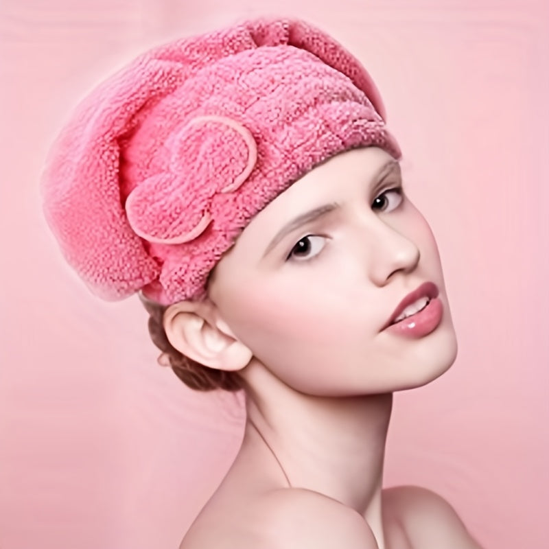 Розовая микрофибровая шапочка для сушки волос для женщин и девочек, быстро впитывающий турбан, полотенце