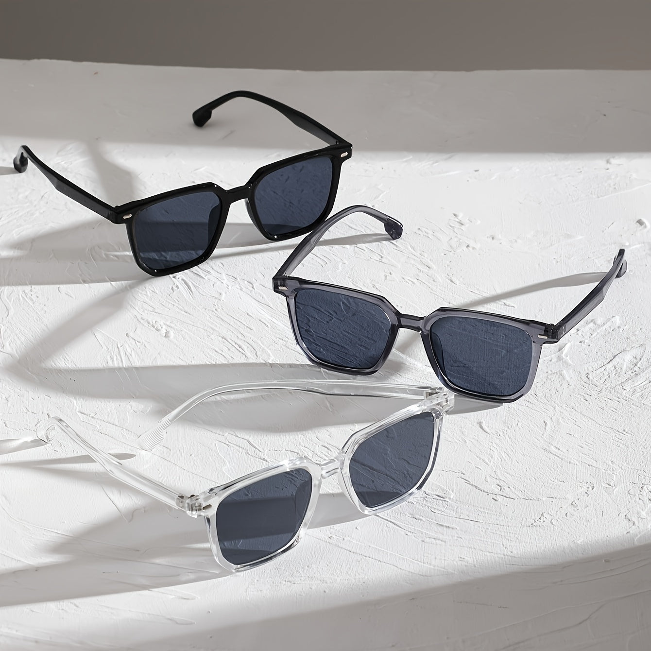 Erkaklar uchun 3 ta klassik kvadrat moda ko‘zoynaklar to‘plami, kundalik ko‘zoynak aksessuarlar