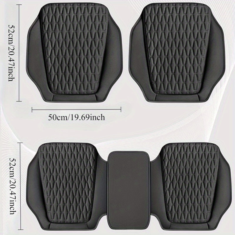 Universal All-Season Car Seat Cushion Cover Breathable PU Leather Quilted