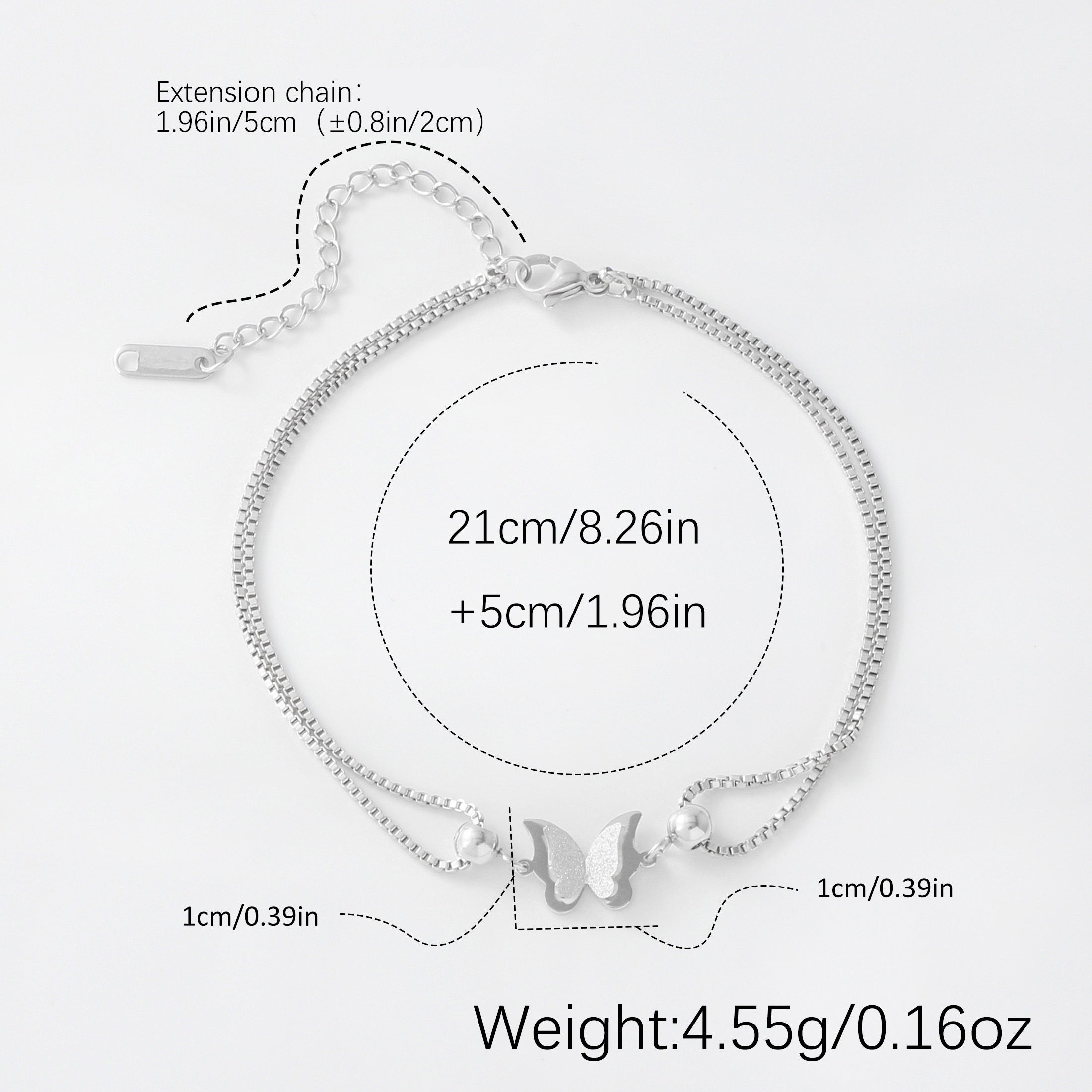 Women Matte Butterfly Anklet Hypoallergenic Stainless Steel Daily Wear