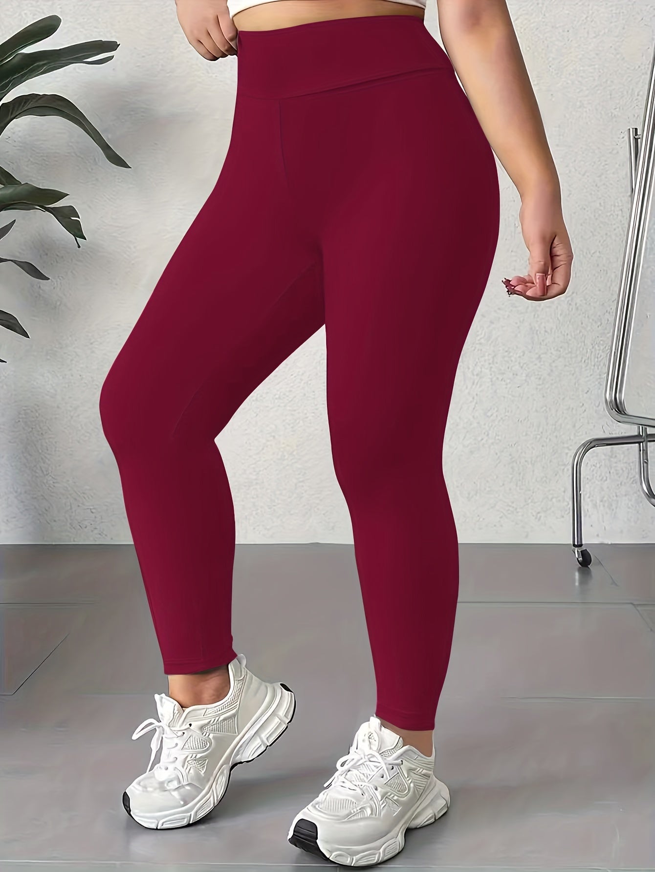 Women High-Waist Yoga Leggings Solid Color Stretchy Butt-Lifting Workout Tights