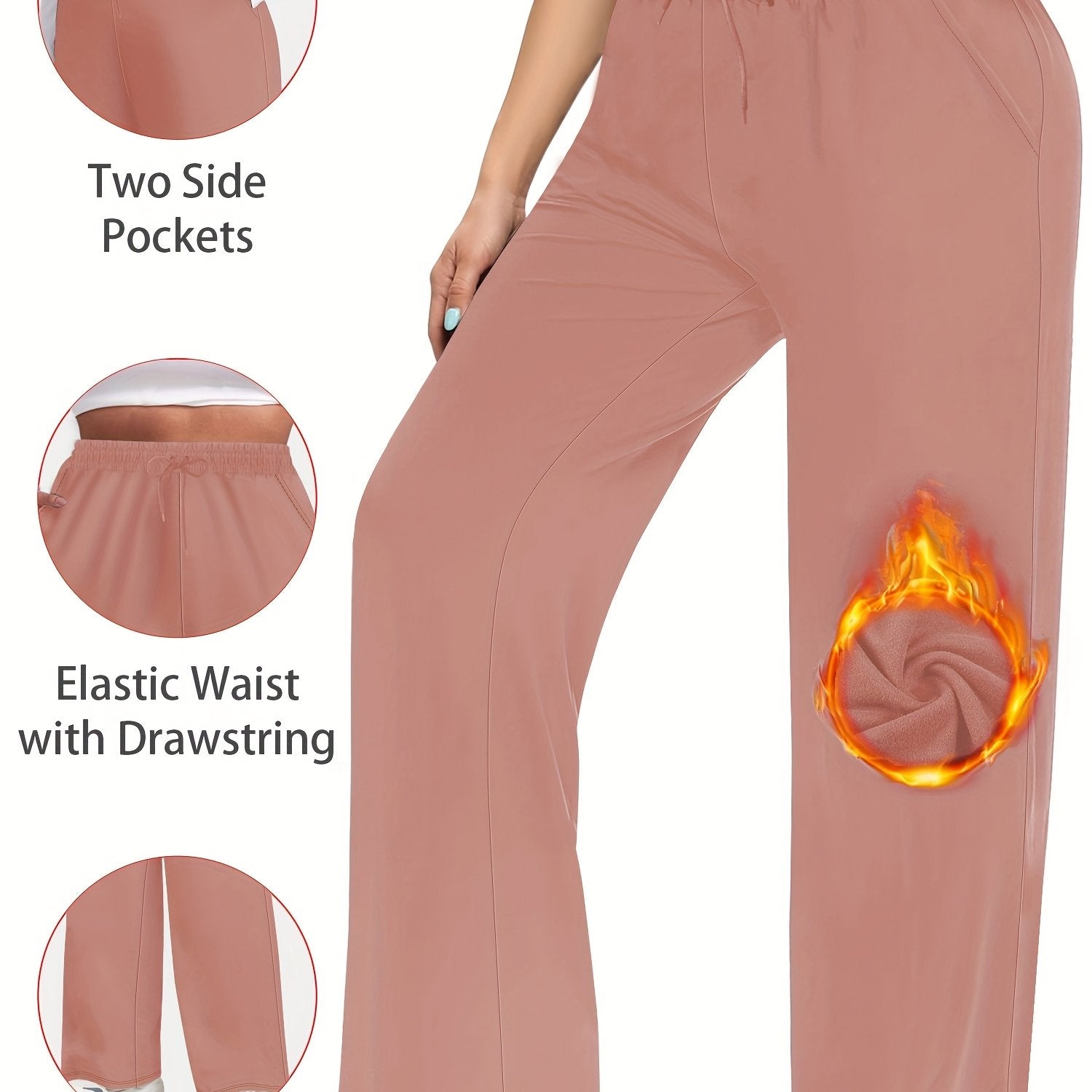 Plus Size Women's Wide Leg Pants Casual Drawstring Elastic Waist Fall Winter