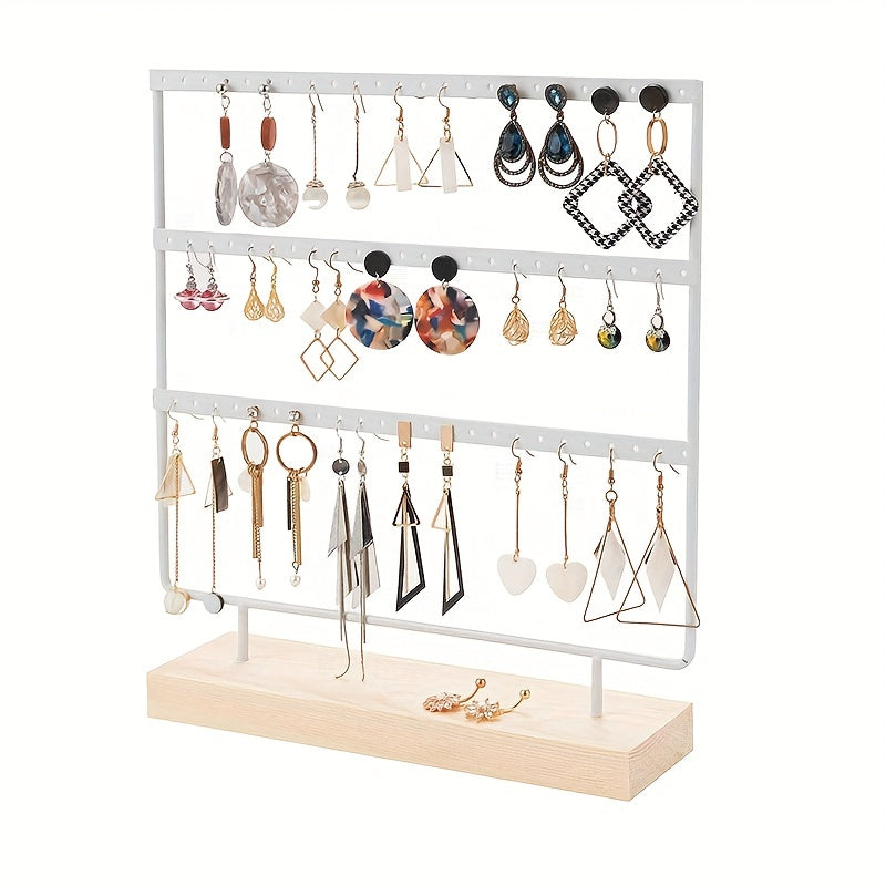 Металлический и деревянный 3-уровневый органайзер для украшений с большой вместимостью