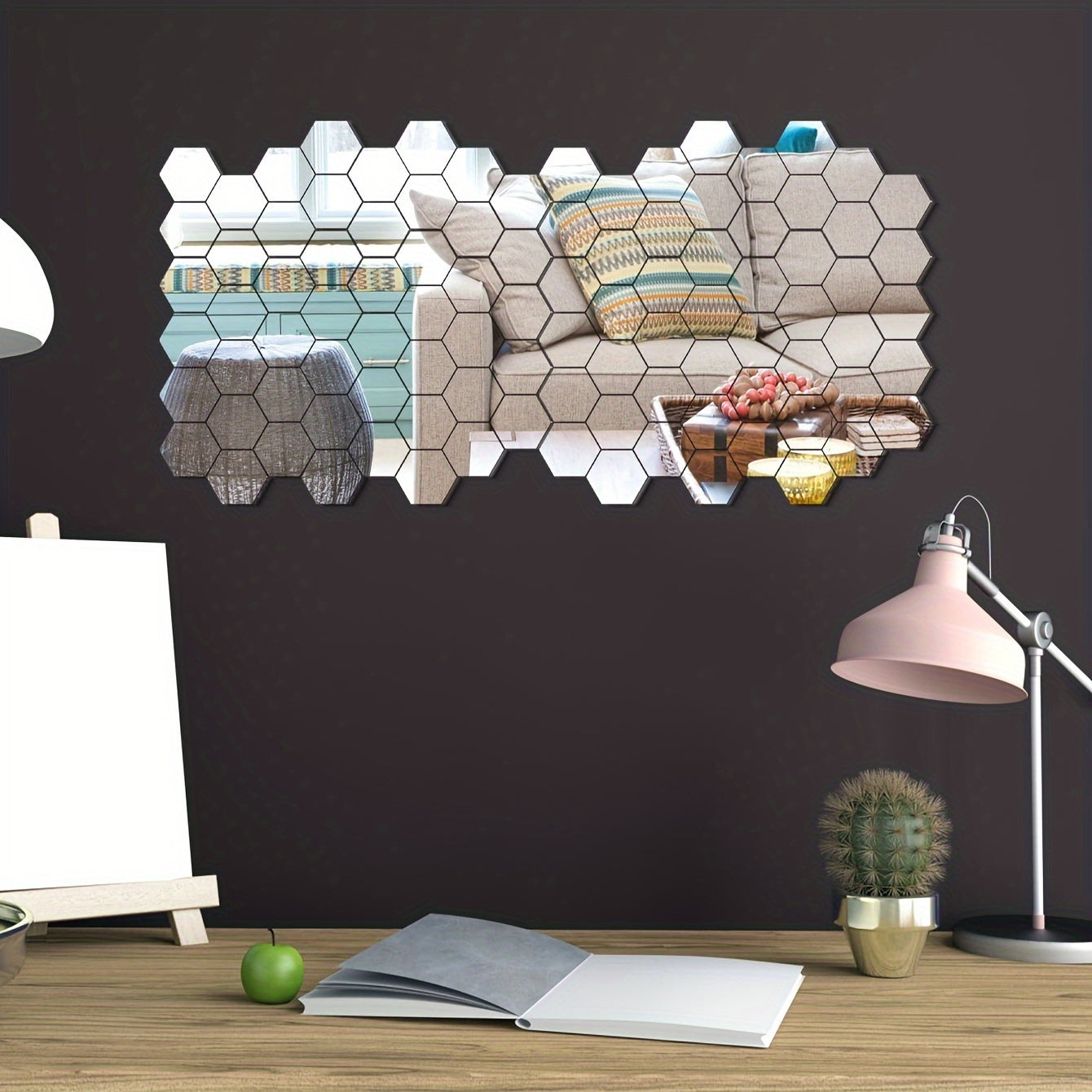 Hexagonal Mirror Wall Decals for Bathrooms Bedrooms Dorms Offices Gyms