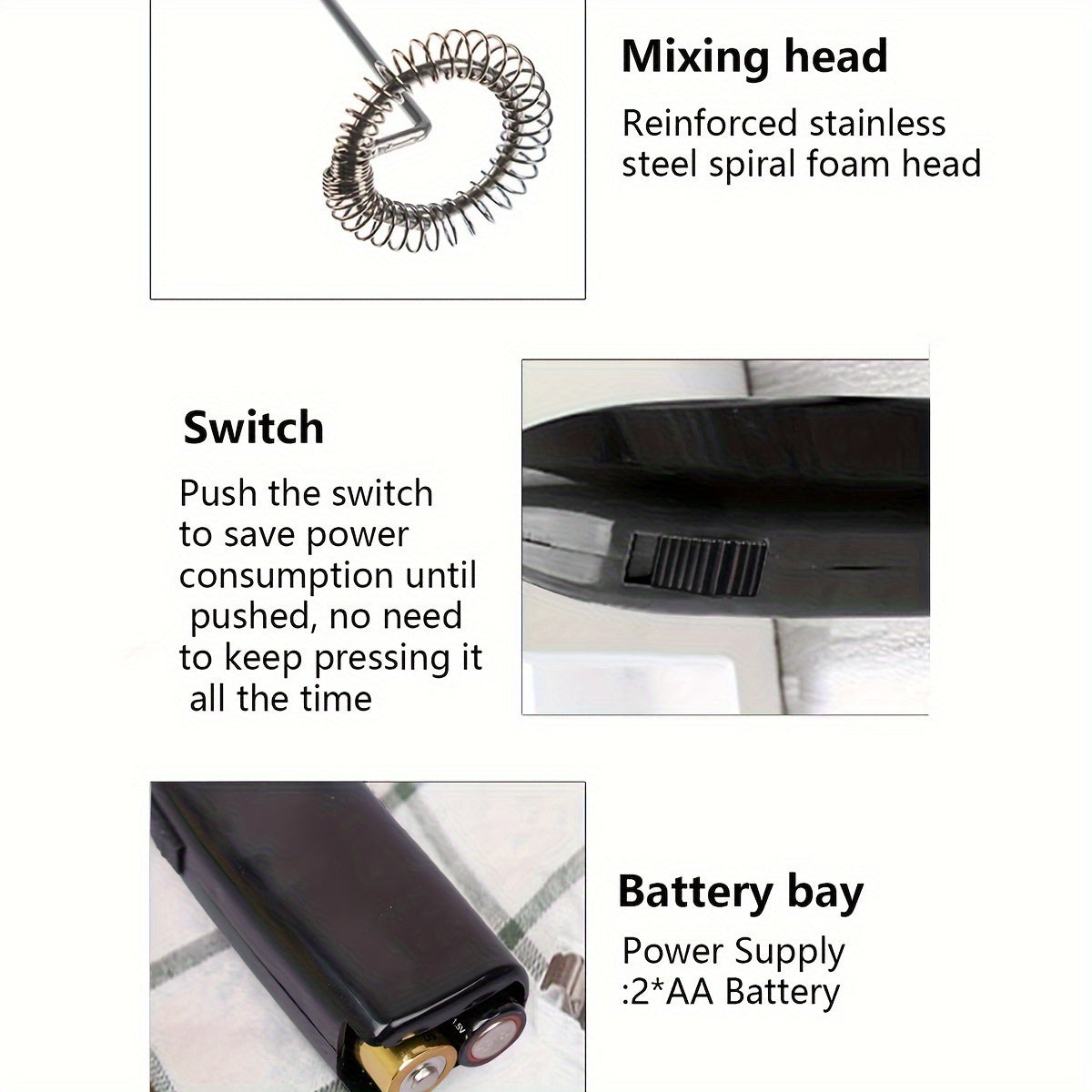 Licuadora eléctrica de café con batidor y espumador, verde negro, 7800 RPM