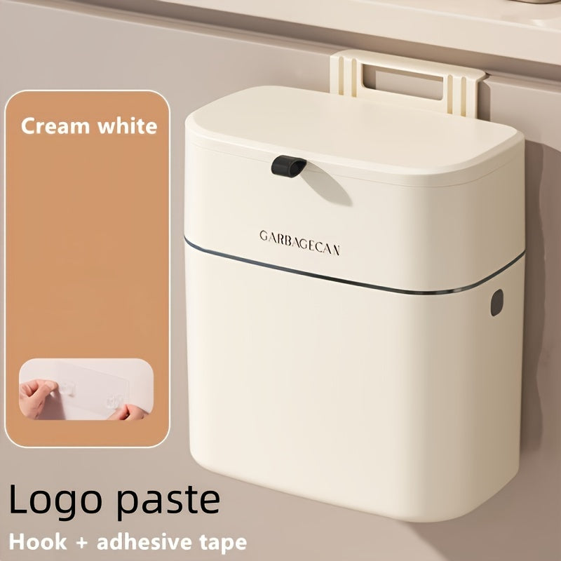 Cubo de basura de pared con tapa, gran capacidad, diseño delgado para cocina o sala de estar