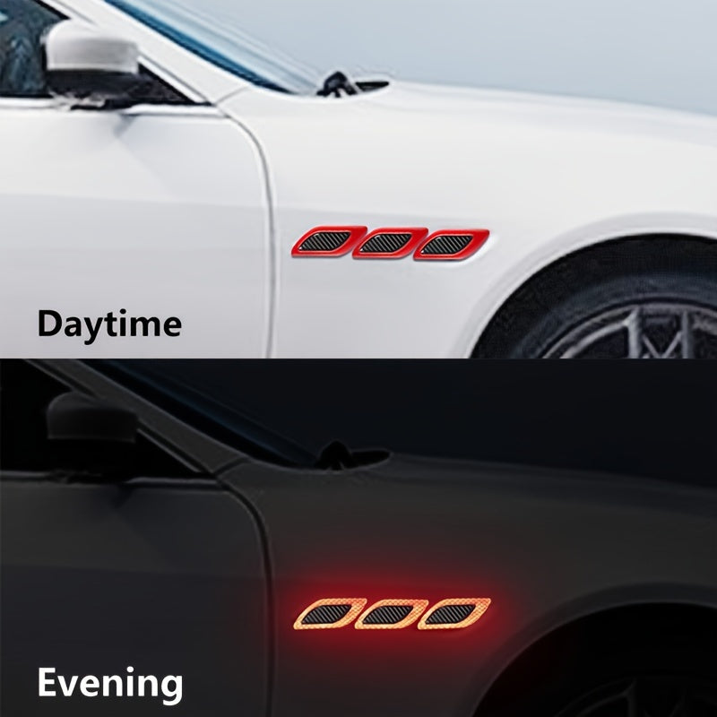 6pcs Car Reflective Decals Plastic Bumper Strips Scratch Masks for Safety