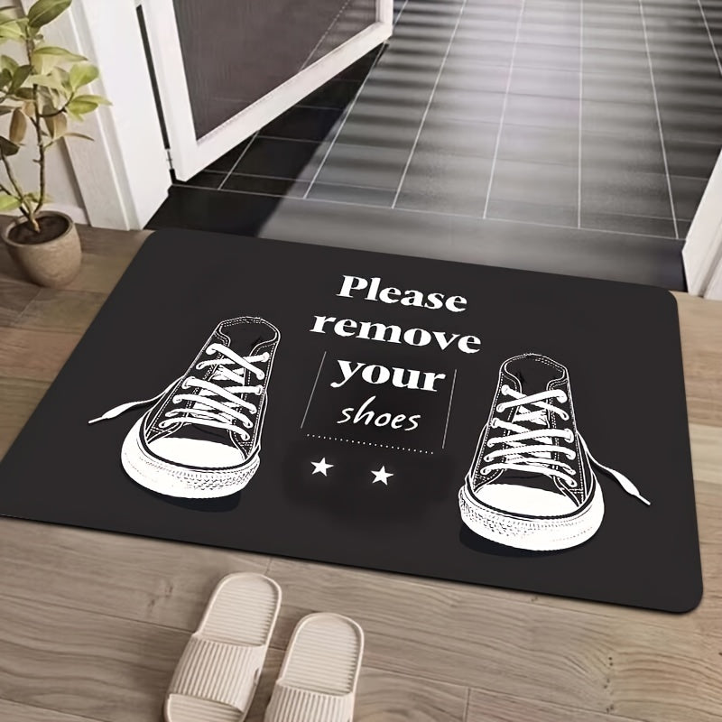Polyester Doormat Set with Please Remove Your Shoes Design Non-Slip Machine Washable Indoor Home Decor