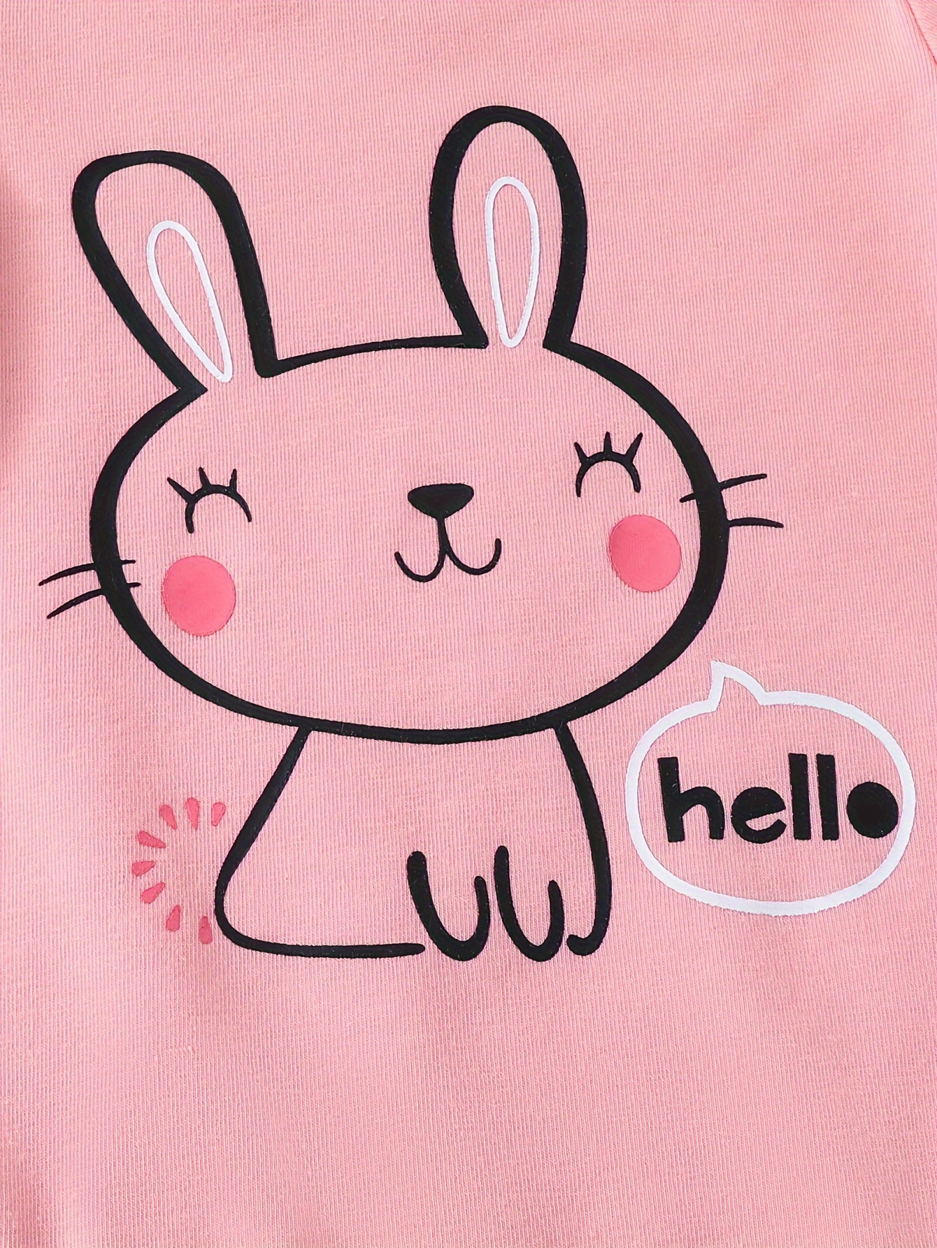 Set of Six Cute Bunny-Themed Short-Sleeve Cotton Baby Onesies for Outdoor Wear