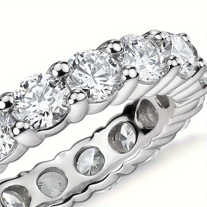 Sterling Silver Moissanite Rings Set Geometric Design for Weddings Proposals Birthdays Holidays