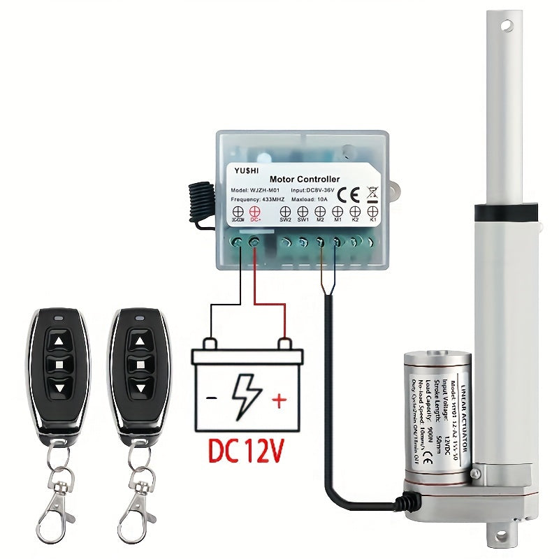 12V DC Linear Actuator with Controller 900N Max Load 10mm/s Stroke 50-300mm