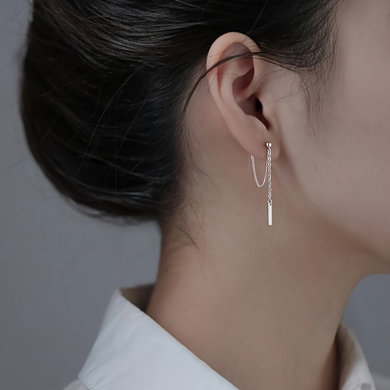 2.5g Light Luxury Earrings with S925 Sterling Silver Chain Pendant Tag and Tassel