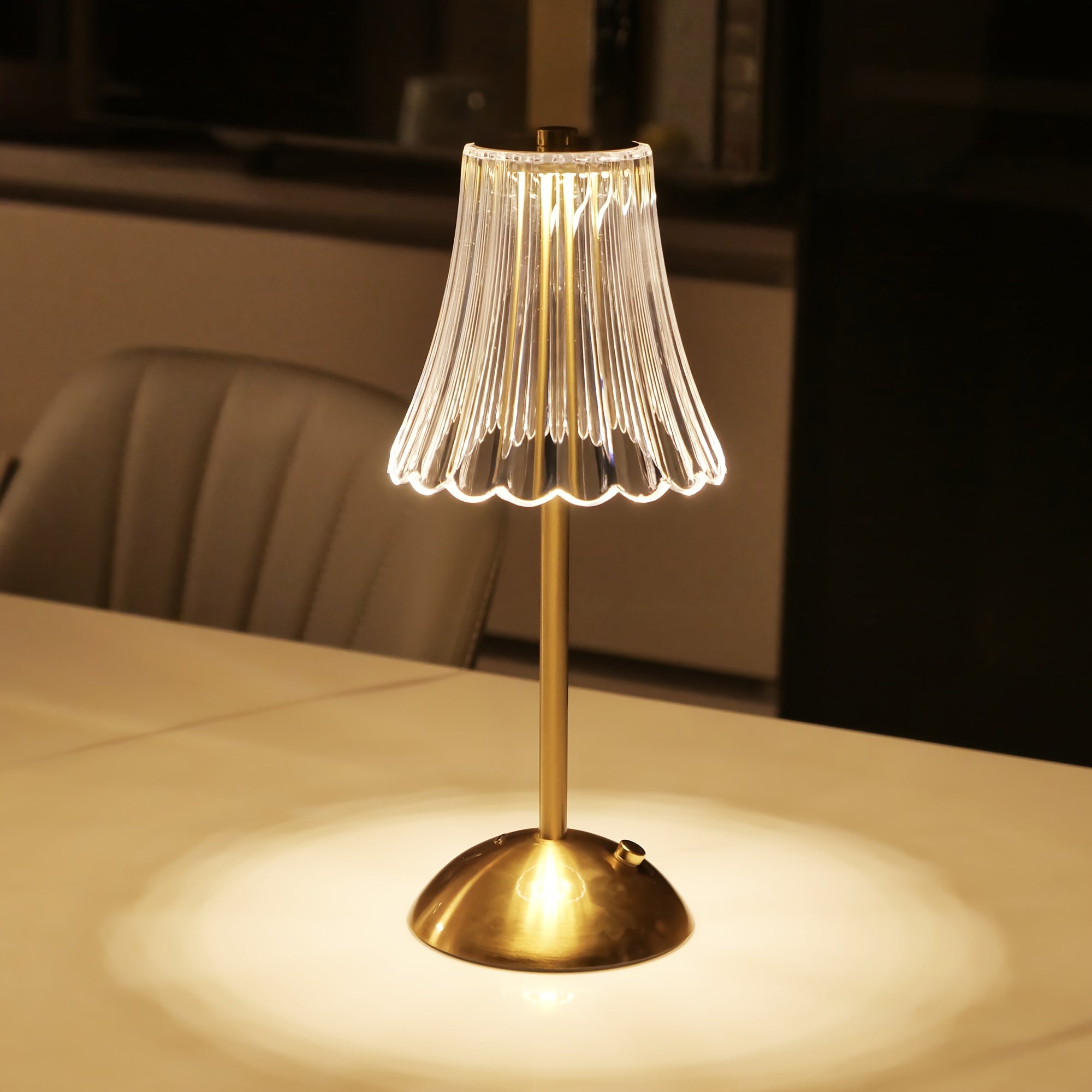 Contemporary LED Crystal Touch Control Table Lamp with Wrought Iron Base