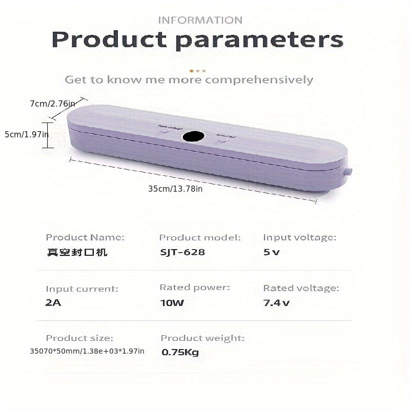 Qizil kompakta oziq-ovqat vakuum yopish uchun USB bilan quvvatlanadigan batareyali yopish uchun mo'ljallangan oshxona va tashqi foydalanish uchun